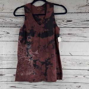 Grail bleach tie dye winged fairy graphic tank top